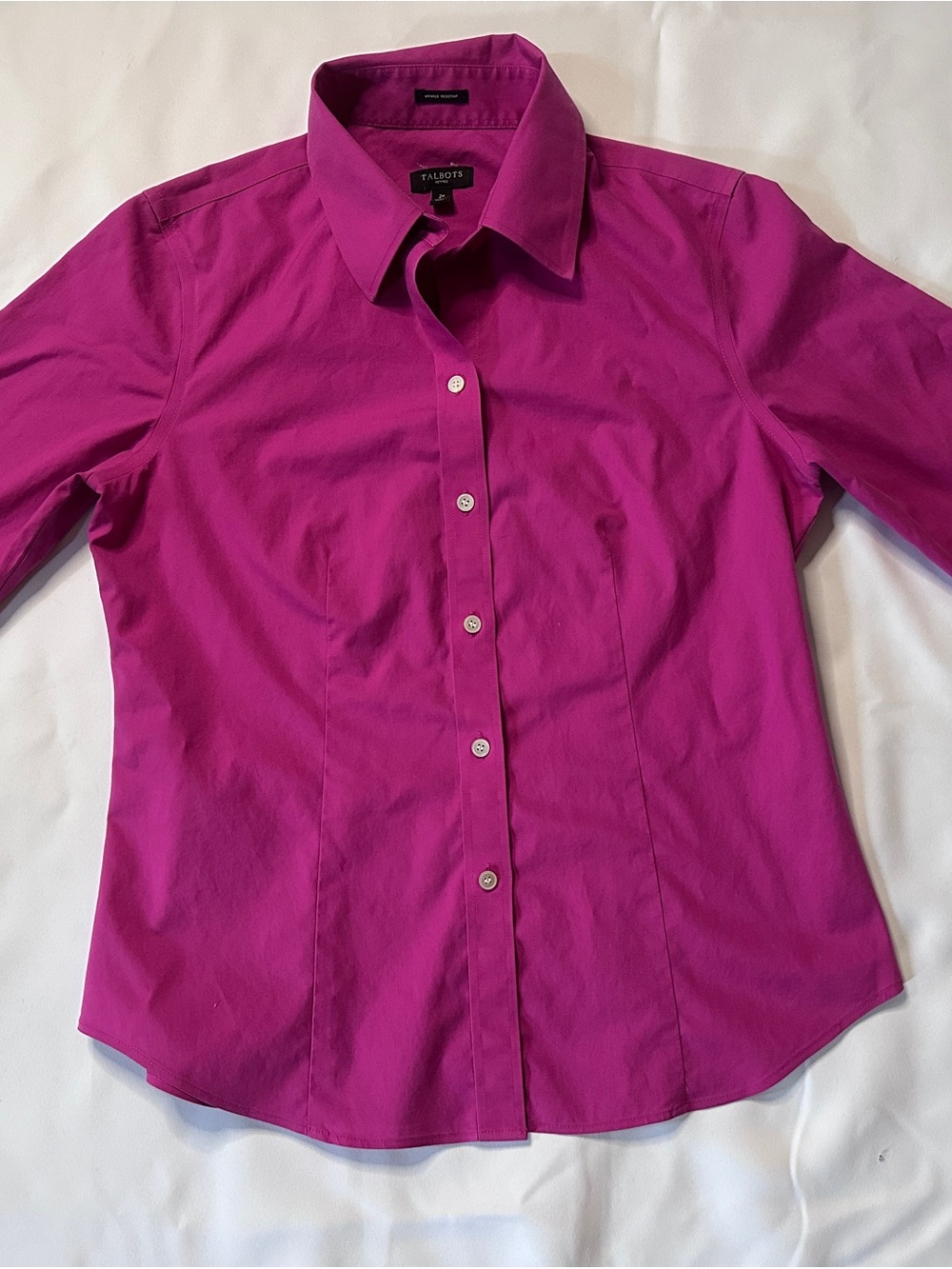 Talbots Women's Button-Down Blouse in Bright Fuchsia
